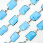 Load image into Gallery viewer, Turquoise Rectangle Shape Bezel Oxidized 925 Sterling Silver Wire Chain. TRQ3