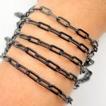 Load image into Gallery viewer, Black Rhodium Sterling Silver Matt Paperclip Chain