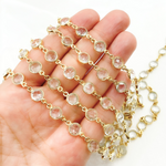 Load image into Gallery viewer, Crystal Round Shape Bezel Gold Plated Wire Chain.