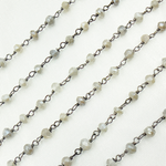 Load image into Gallery viewer, Coated Cyloni Moonstone Black Rhodium 925 Sterling Silver Wire Chain