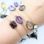 Load image into Gallery viewer, Multi Gemstone Organic Shape Connected Wire Chain.