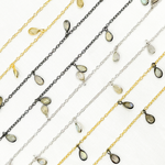 Load image into Gallery viewer, Labradorite Pear Shape Dangle Wire Chain.