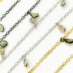 Load image into Gallery viewer, Labradorite Pear Shape Dangle Wire Chain.