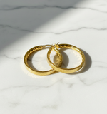 Load image into Gallery viewer, GER2. 14K Solid Gold Textured Hollow Hoops Earrings
