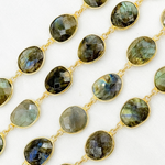 Load image into Gallery viewer, Labradorite Organic Shape Bezel Gold Plated Wire Chain
