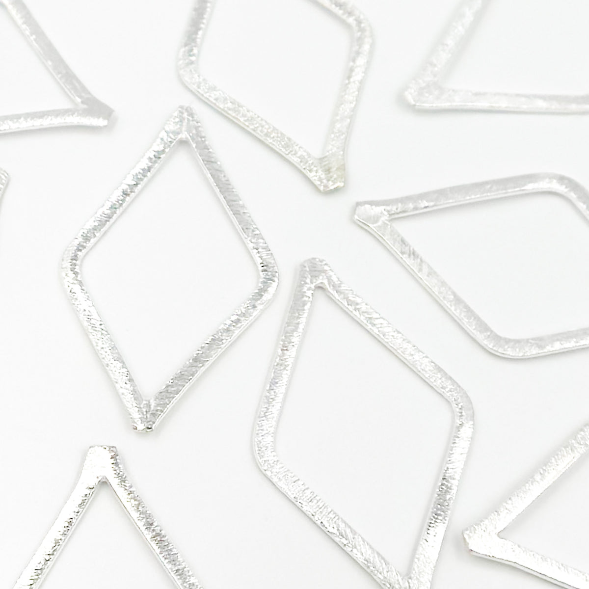 White Sterling Silver Brushed Diamond Connector