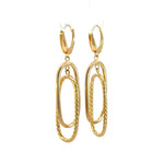 Load image into Gallery viewer, 15850022130. 14K Solid Gold Smooth and Textured Tube Hollow Oval Dangle Leverback Earrings
