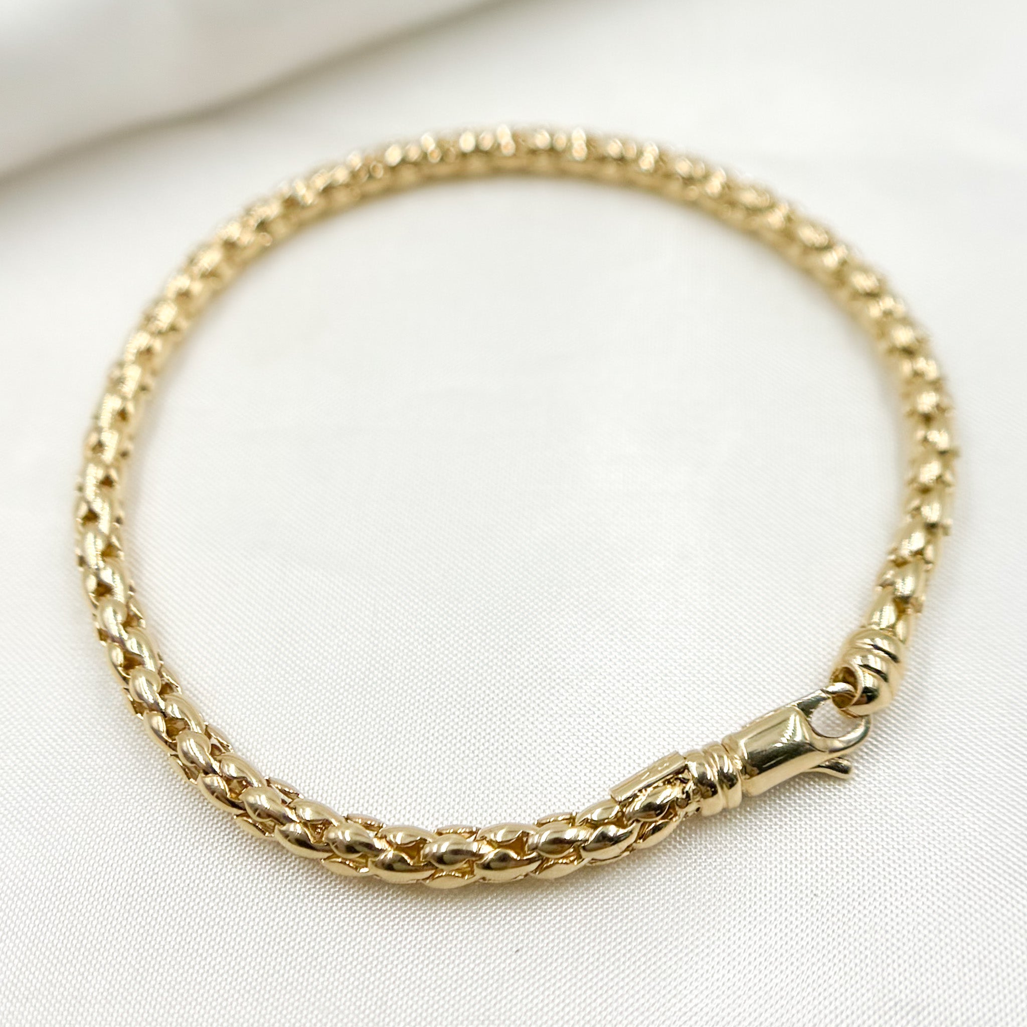 14K Yellow Gold Hollow Franco Bracelet