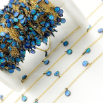 Load image into Gallery viewer, Created Blue Opal Round Shape Dangle Chain.