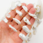 Load image into Gallery viewer, Gold Plated Wire Biwa Freshwater Pearl Chain