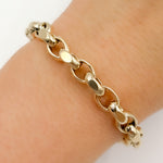 Load image into Gallery viewer, 568/A140B. 14K Solid Gold Hollow Flat Cable Link Bracelet