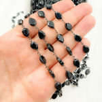Load image into Gallery viewer, Black Spinel Rondel Faceted Wire Chain