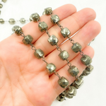 Load image into Gallery viewer, Pyrite Cube Shape Oxidized Wire Chain.