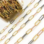 Load image into Gallery viewer, Sterling Silver Gold Plated, Black Rhodium & Rose Plated Paperclip Diamond Cut Link Chain