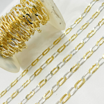 Load image into Gallery viewer, Gold Plated 925 Sterling Silver Flat Paperclip Chain
