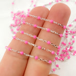 Load image into Gallery viewer, Sterling Silver Pink Color Enamel Chain