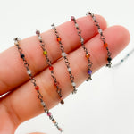 Load image into Gallery viewer, MGS26. Multi Gem Stone Faceted Roundel Wire Wrapped Chain