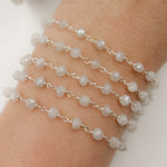 Load image into Gallery viewer, Coated Rainbow Moonstone Sterling Silver Wire Chain