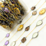 Load image into Gallery viewer, Multi Gemstone Organic Shape Connected Wire Chain.