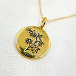 Load image into Gallery viewer, 14k Solid Gold Medallion Flower-Month Necklace
