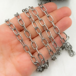 Load image into Gallery viewer, Oxidized 925 Steeling Silver Diamond Cut Cable Link Chain