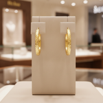 Load image into Gallery viewer, GER166. 14K Gold Hollow Flat Diamond Cut Hoop