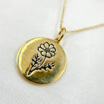 Load image into Gallery viewer, 14k Solid Gold Medallion Flower-Month Necklace