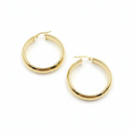 Load image into Gallery viewer, GER154. 14K Solid Gold Hollow Hoop Earrings