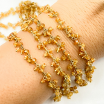 Load image into Gallery viewer, Orange Garnet Cluster Dangle Gold Plated Wire Chain