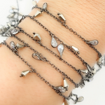 Load image into Gallery viewer, Pyrite with CZ Oxidized Wire Wrap Chain