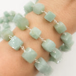 Load image into Gallery viewer, Amazonite Cube Faceted Sterling Silver Wire Chain
