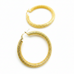 Load image into Gallery viewer, GER52. 14K Solid Gold Textured Hollow Hoop Earrings – Classic Round Hoops