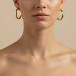 Load image into Gallery viewer, GER156. 14K Solid Gold Hollow Flat Hoop Earrings