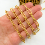 Load image into Gallery viewer, V13GPM. Gold Plated Matt 925 Sterling Silver Flat Paperclip Chain