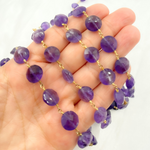 Load image into Gallery viewer, Amethyst Coin Shape Gold Plated Wire Chain.