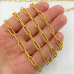 Load image into Gallery viewer, V11GPM. Gold Plated Matt 925 Sterling Flat Paperclip Link Chain