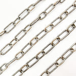 Load image into Gallery viewer, Oxidized Sterling Silver Paperclip Smooth & Diamond Cut Link Chain