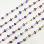 Load image into Gallery viewer, Amethyst Rose Gold Plated 925 Sterling Silver Wire Chain