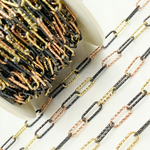 Load image into Gallery viewer, Gold Plated, Black Rhodium & Rose Gold Plated 925 Sterling Silver Diamond Cut Paperclip Chain