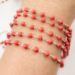 Load image into Gallery viewer, Coral Sterling Silver Wire Chain