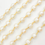 Load image into Gallery viewer, Gold Plated Wire Freshwater Pearl Chain