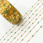 Load image into Gallery viewer, V295OGGF. 14K Gold Filled Olive Green Color Enamel with Paperclip and Diamond Cut Marina Links