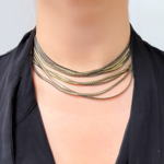 Load image into Gallery viewer, Black Rhodium Sterling Silver and Gold Plated Flat Wheat Necklace