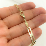 Load image into Gallery viewer, 14k Solid Yellow Gold Mirror Flat Rectangle Link Bracelet
