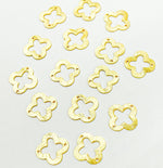 Load image into Gallery viewer, GPBS16. 15mm Gold-plated Sterling Silver Brushed Flower Connector