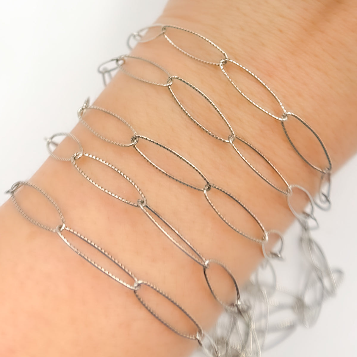 Oxidized Sterling Silver Twisted Oval Link Chain