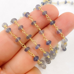 Load image into Gallery viewer, Iolite Gold Plated 925 Sterling Silver Wire Chain