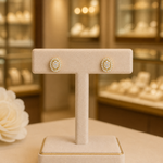 Load image into Gallery viewer, EFH52014. 14K Solid Gold and Diamonds Oval Earrings