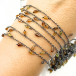 Load image into Gallery viewer, Multi Tourmaline Drop Dangle Oxidized Wire Chain