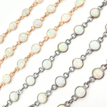 Load image into Gallery viewer, Created White Opal Round Shape Connected Chain